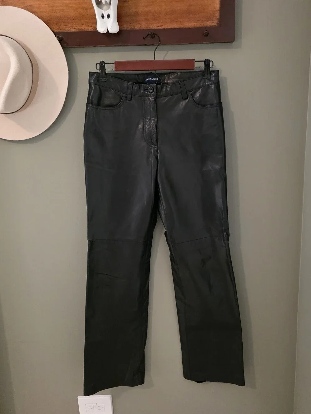 Ann Taylor Vintage Black Leather Pants Size 6